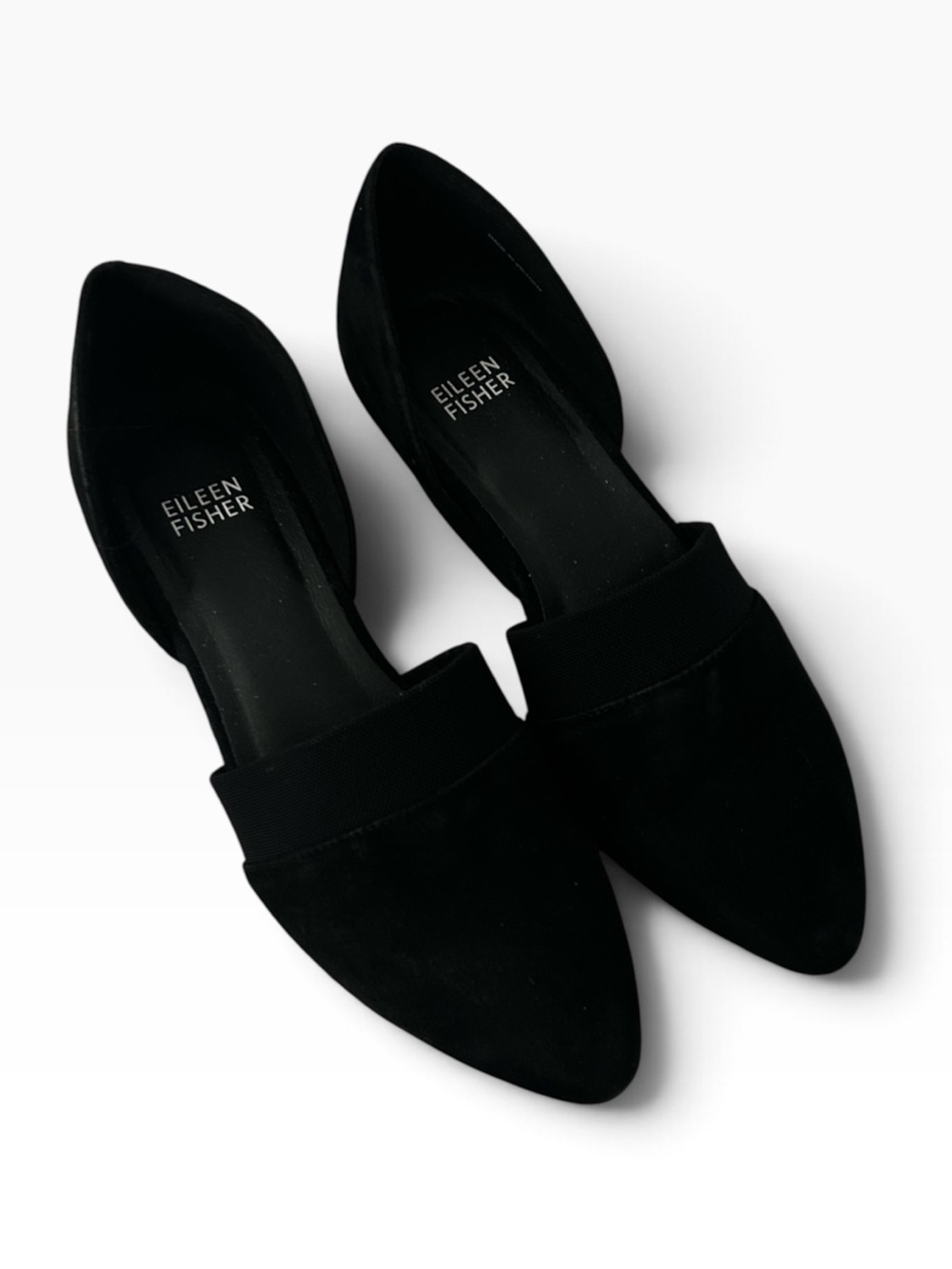 Eileen Fisher Hilly Suede d'Orsay Sandals Size 7 Black Suede Leather